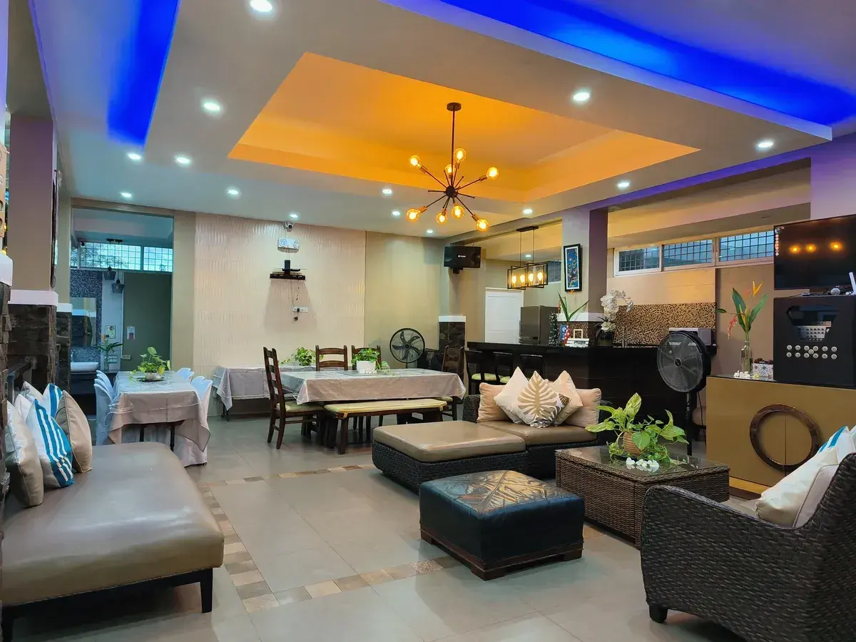 The pavilion lounge under the starburst light
